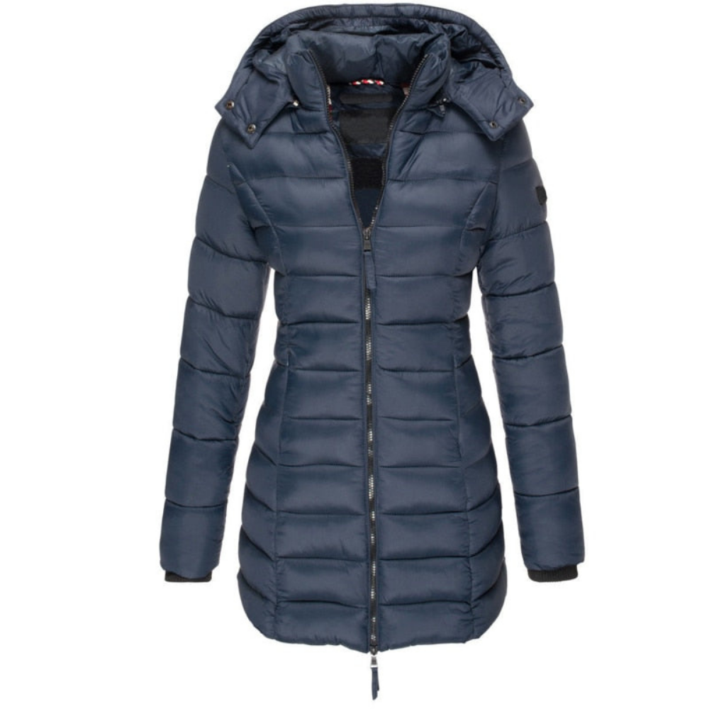 Daunenjacke mit Kapuze und Reißverschluss für Damen