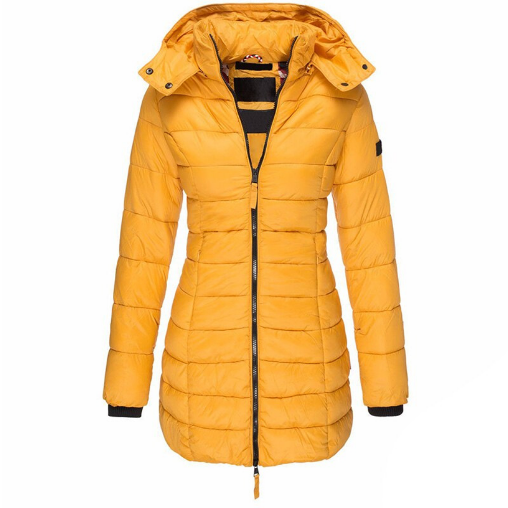 Daunenjacke mit Kapuze und Reißverschluss für Damen