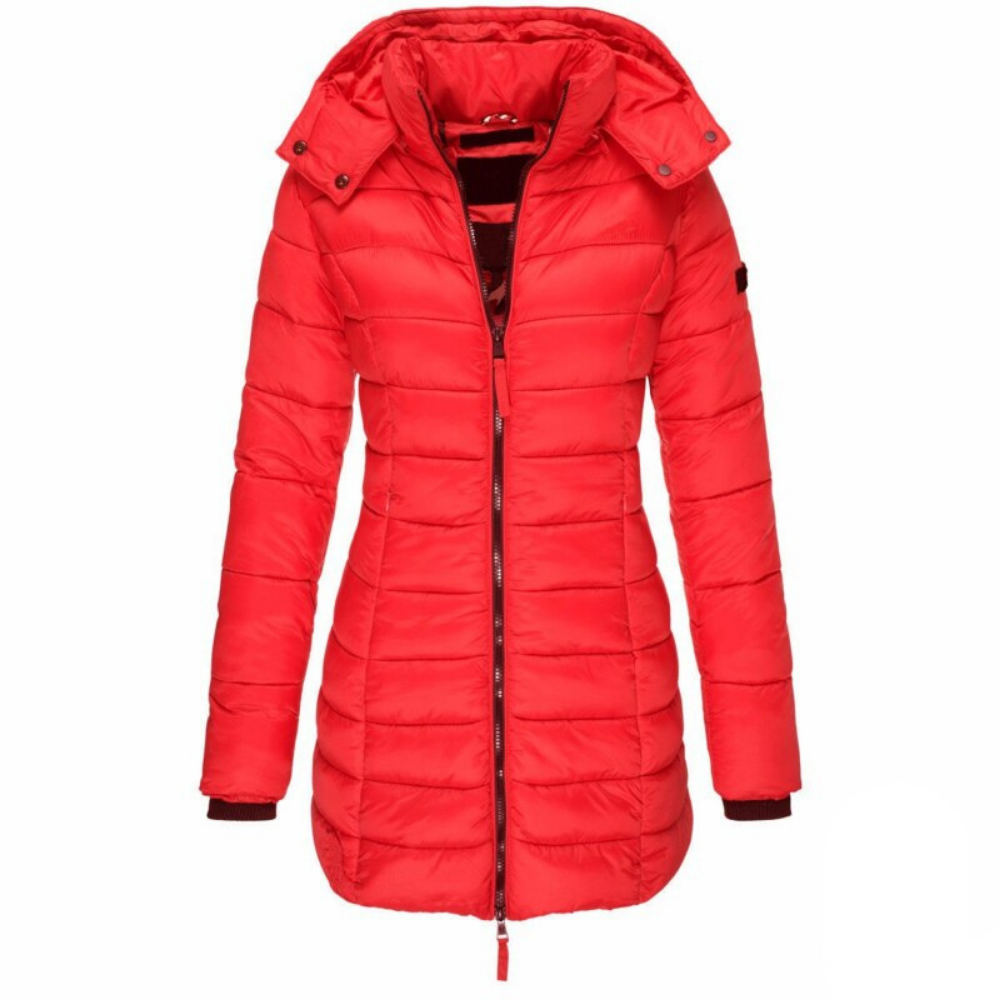 Daunenjacke mit Kapuze und Reißverschluss für Damen