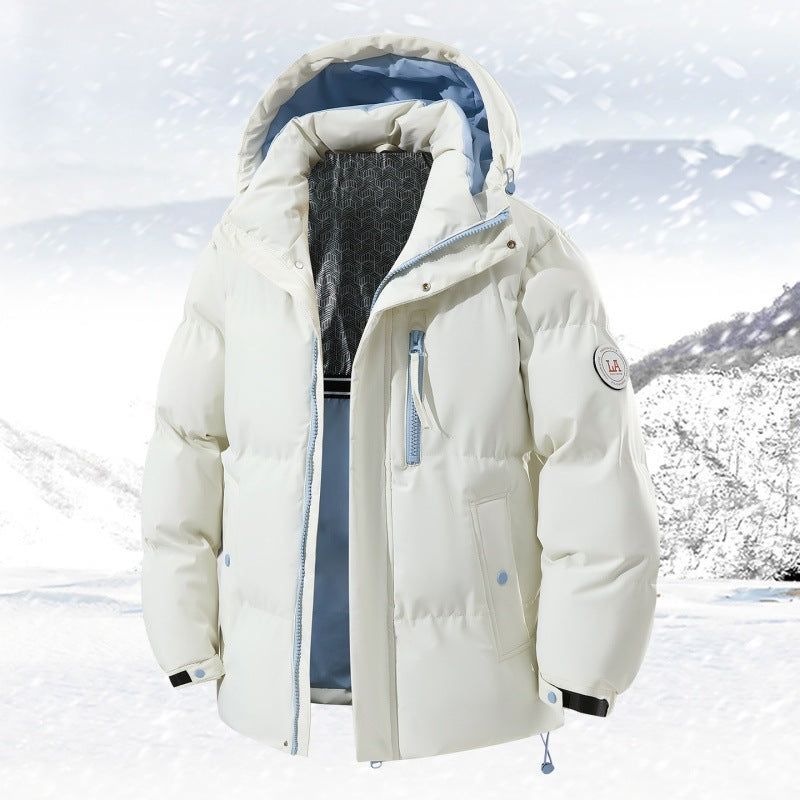 Daunenjacke mit Kapuze und Reißverschlusstaschen für Herren