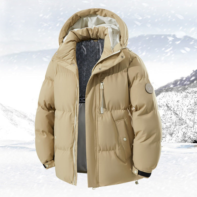 Daunenjacke mit Kapuze und Reißverschlusstaschen für Herren