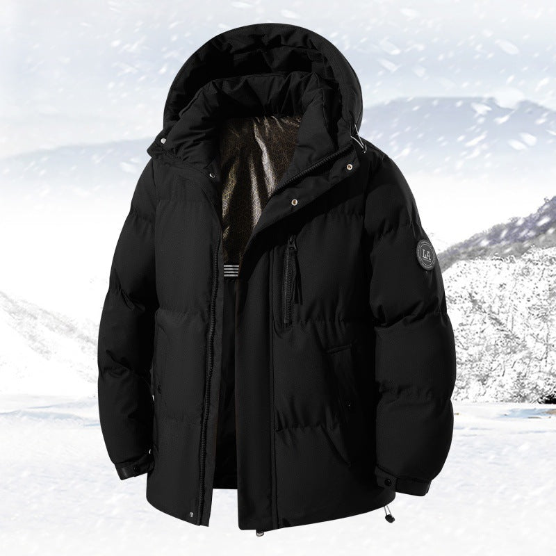 Daunenjacke mit Kapuze und Reißverschlusstaschen für Herren