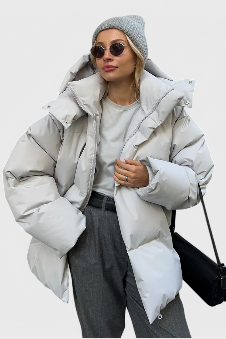Daunenjacke mit Stehkragen und Quersteppung für Damen