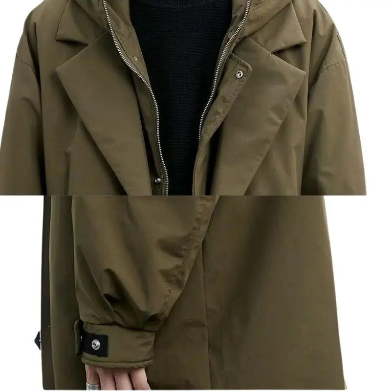 Wintermantel im Trenchcoat-Look mit Kapuze für Herren