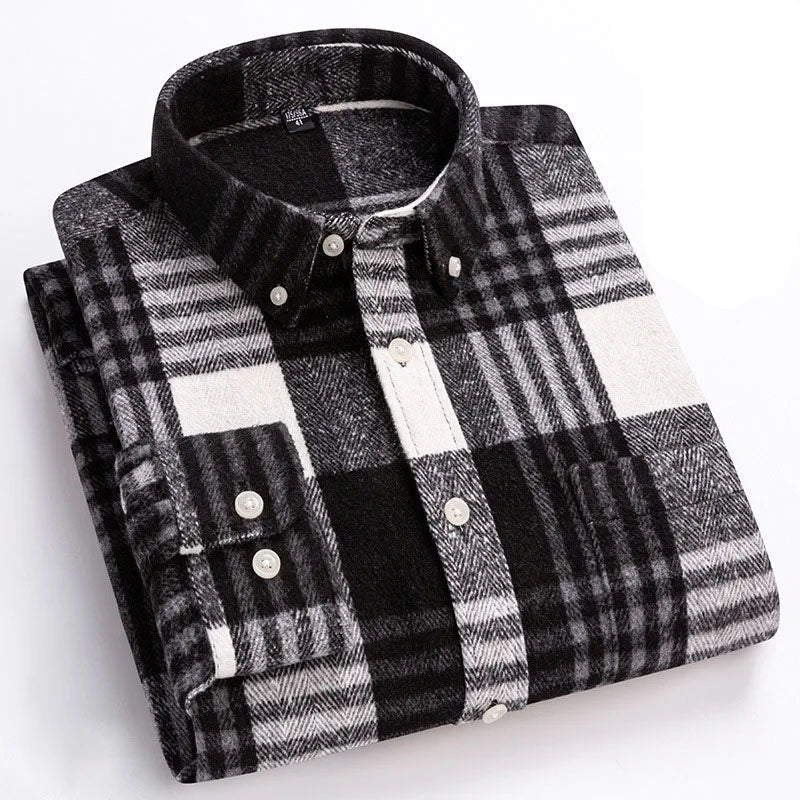 Flanellhemd mit Button-Down-Kragen und Taillierung für Herren