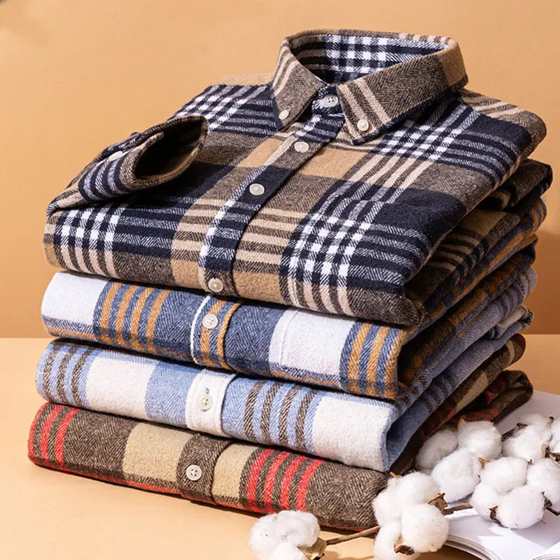Flanellhemd mit Button-Down-Kragen und Taillierung für Herren