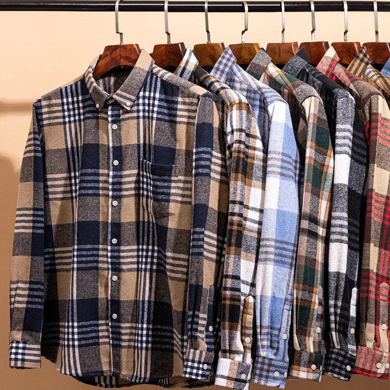 Flanellhemd mit Button-Down-Kragen und Taillierung für Herren