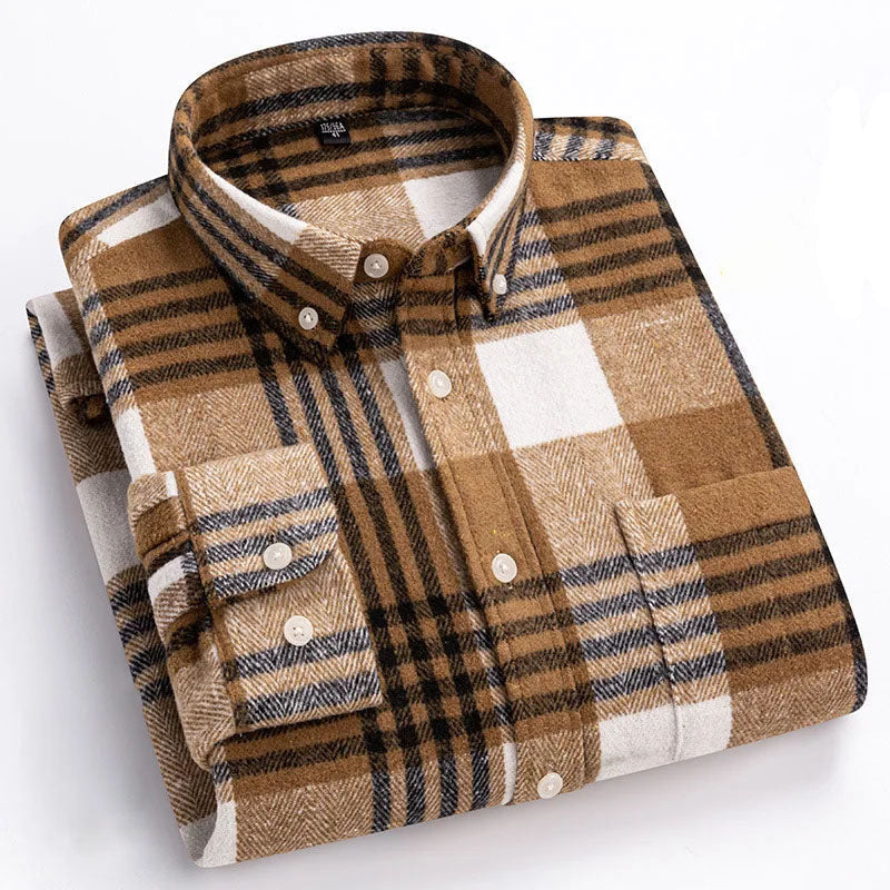 Flanellhemd mit Button-Down-Kragen und Taillierung für Herren