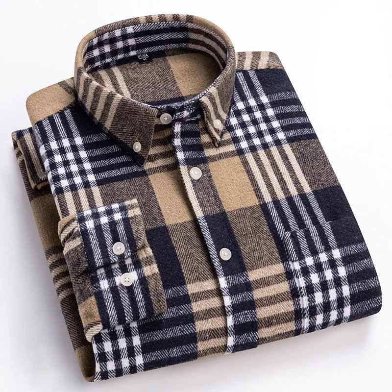 Flanellhemd mit Button-Down-Kragen und Taillierung für Herren