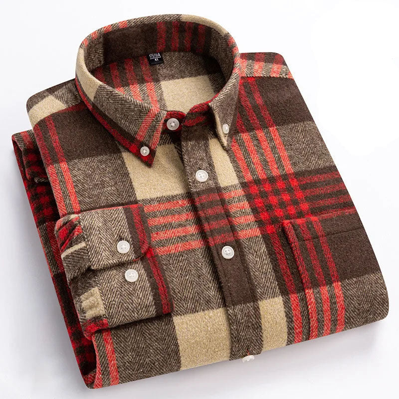 Flanellhemd mit Button-Down-Kragen und Taillierung für Herren