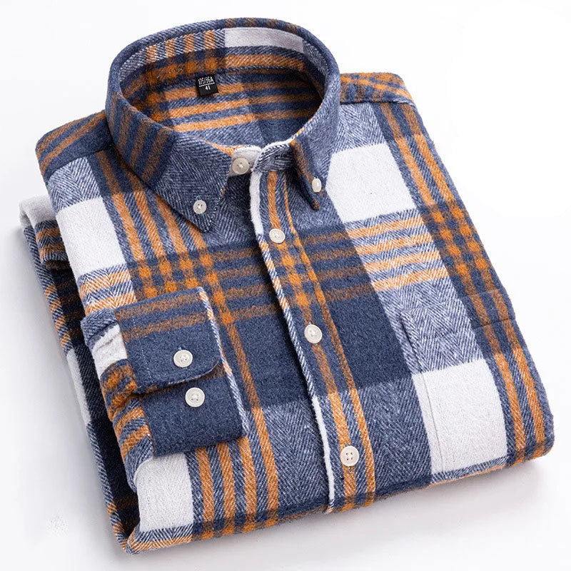 Flanellhemd mit Button-Down-Kragen und Taillierung für Herren