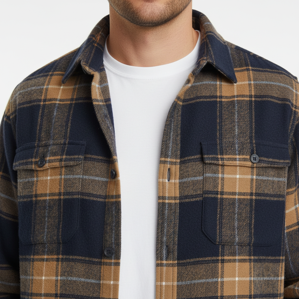 Flanellhemd mit Button-Down-Kragen und Taillierung für Herren