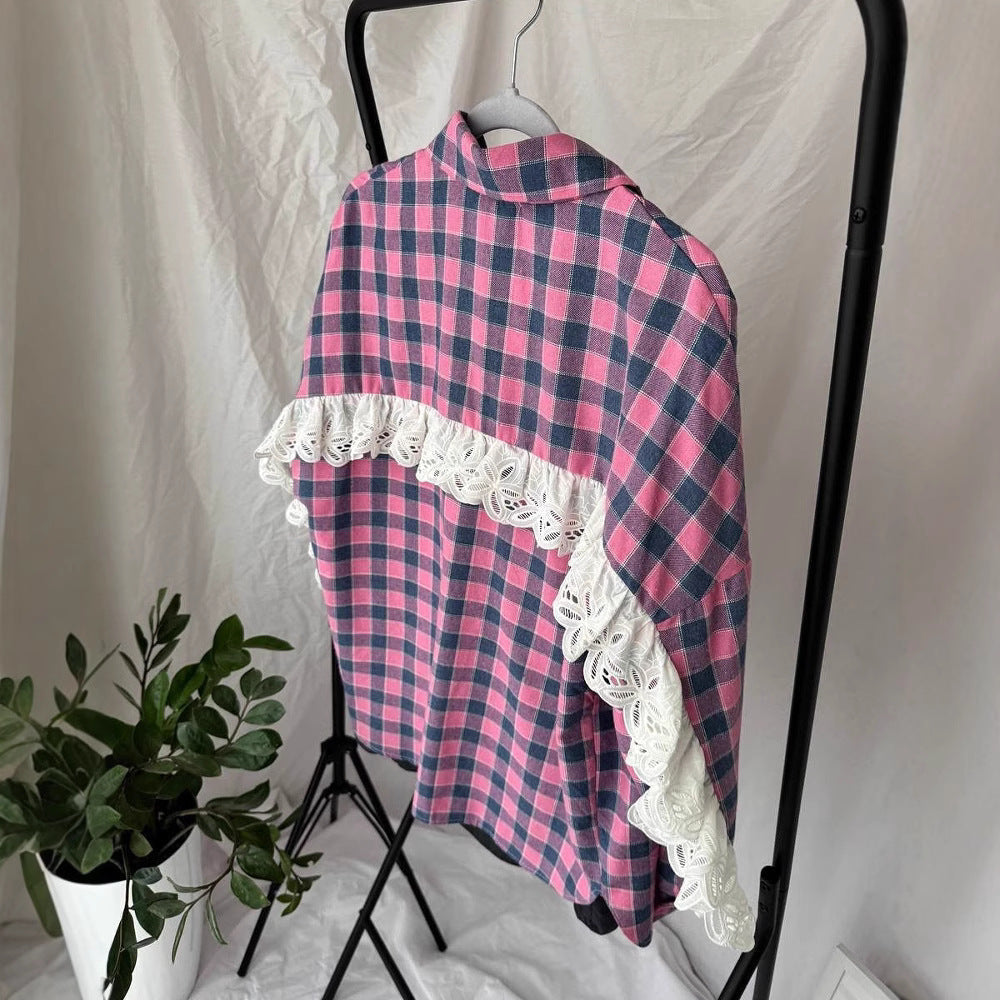 Flanellhemd mit Karomuster und weitem Schnitt für Damen