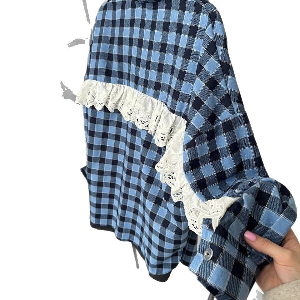 Flanellhemd mit Karomuster und weitem Schnitt für Damen