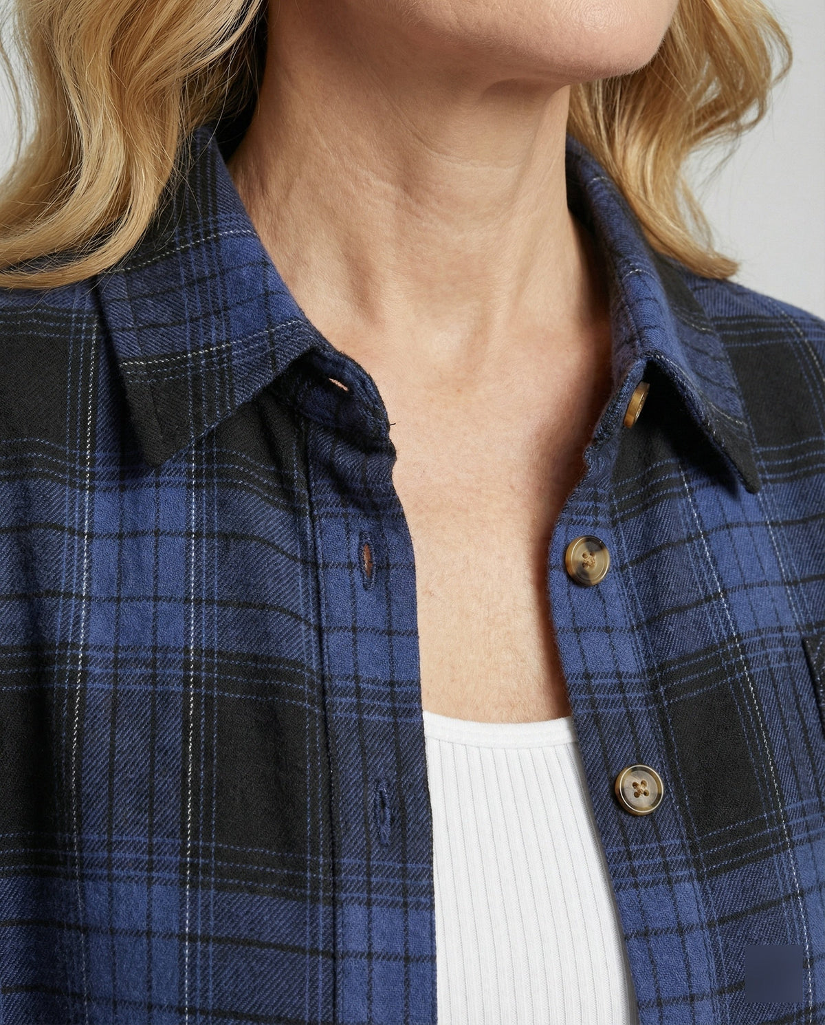 Flanellhemd mit weitem Schnitt und Hemdkragen für Damen