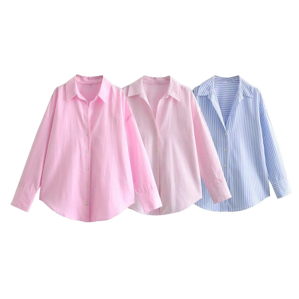 Hemdbluse mit Hemdkragen und weitem Schnitt für Damen