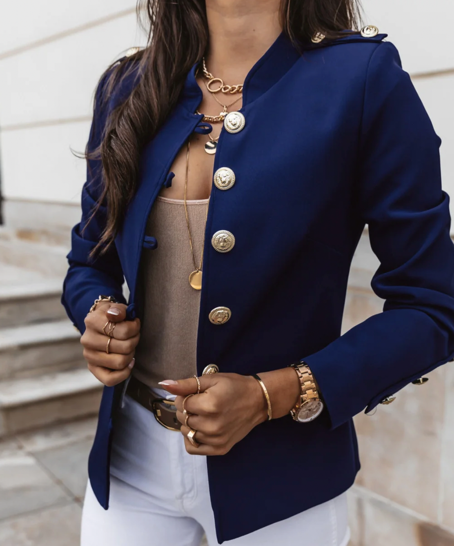 Herbstjacke Damen tailliert, hüftlang mit Stehkragen