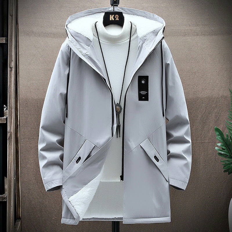 Parka mit Kapuze und wahlweise Teddyfutter für Herren - Grau mit Teddyfutter