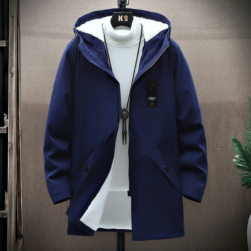 Parka mit Kapuze und wahlweise Teddyfutter für Herren - Marineblau mit Teddyfutter