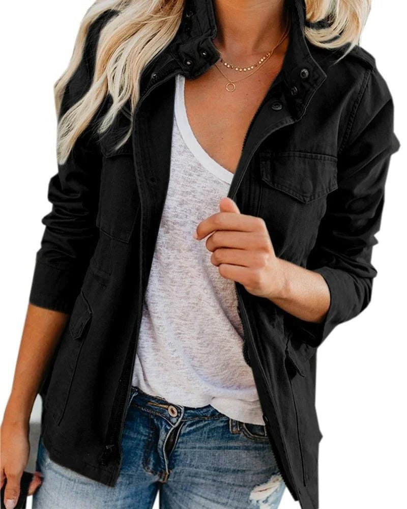 Übergangsjacke mit Stehkragen und Brusttaschen für Damen