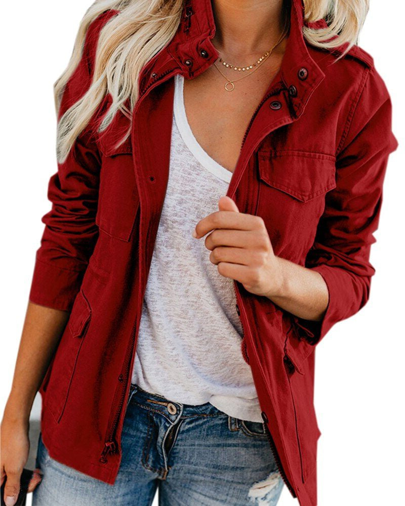 Übergangsjacke mit Stehkragen und Brusttaschen für Damen