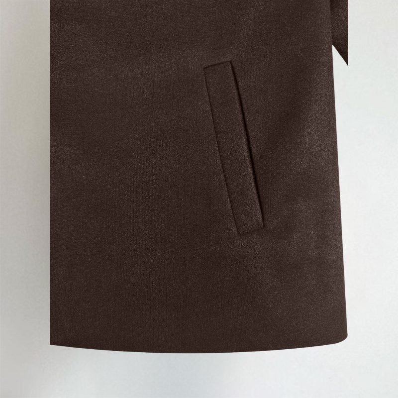 Oversized Shirt-Collar Jacket with Dropped Shoulders - Dark Brown