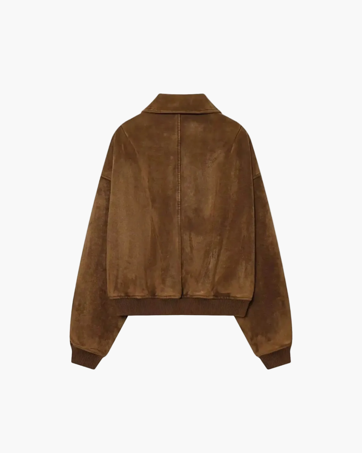 Suede-Look Bomber Jacket with Dropped Shoulders - Brown