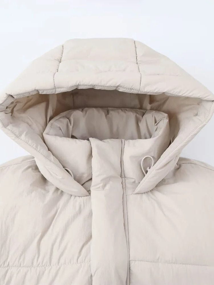 Cropped Hooded Puffer Jacket - White