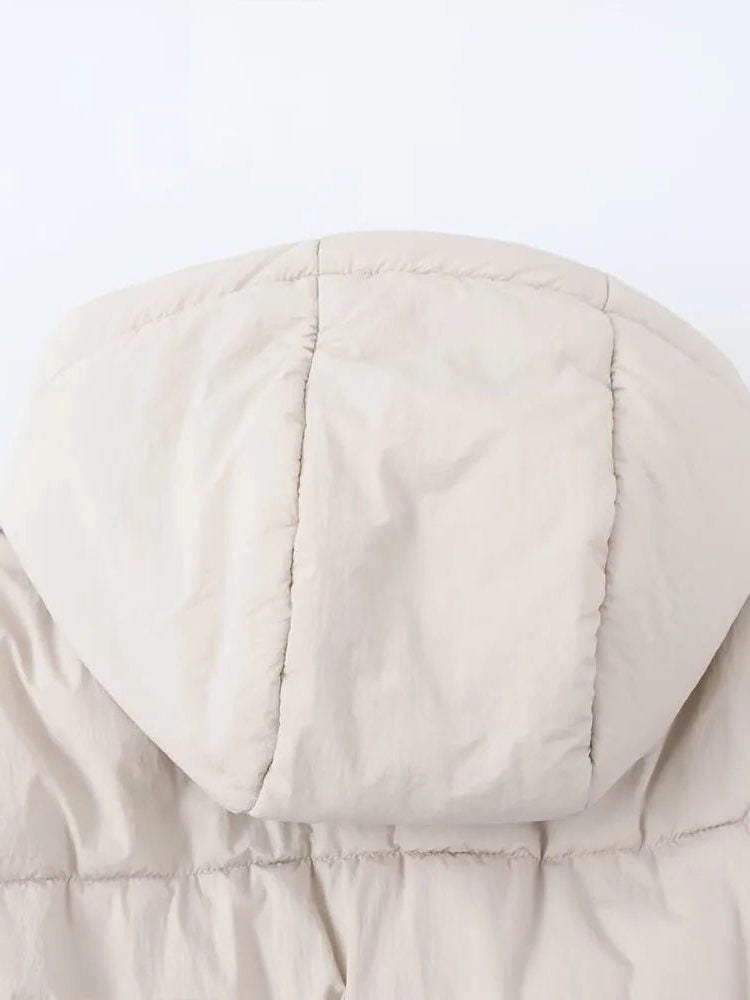 Cropped Hooded Puffer Jacket - White