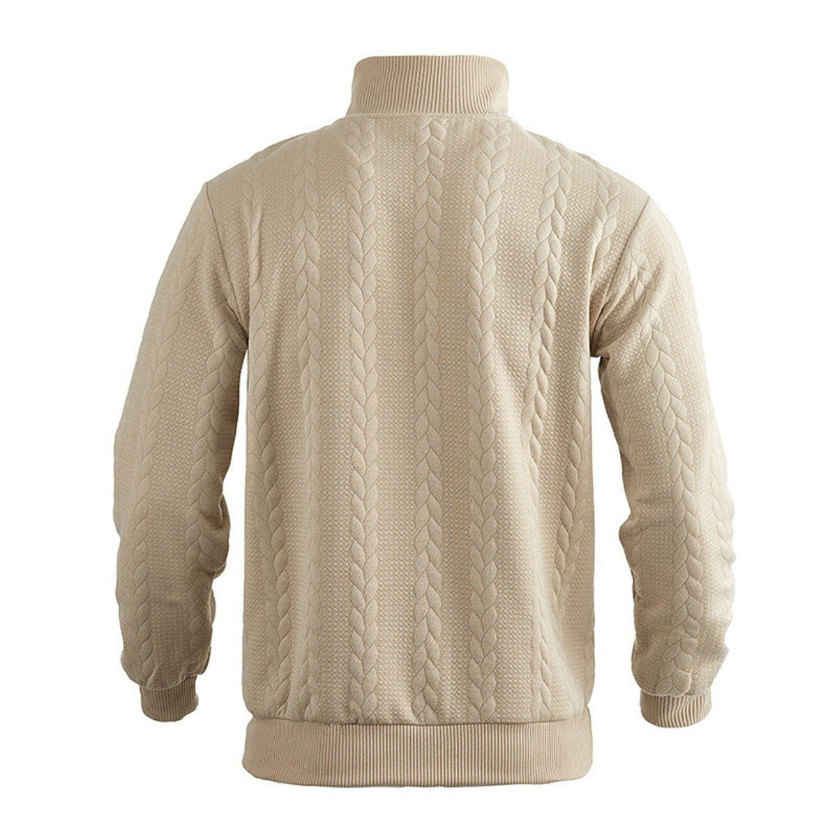 Cable-Panel Quarter-Zip Jumper - Beige