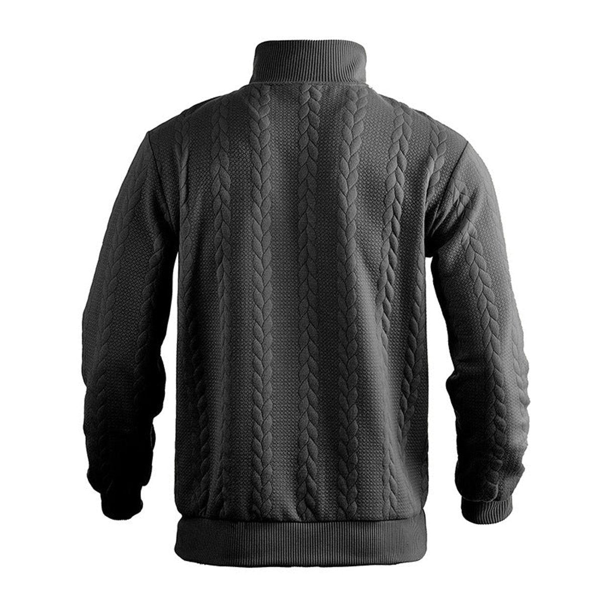 Cable-Panel Quarter-Zip Jumper - Black