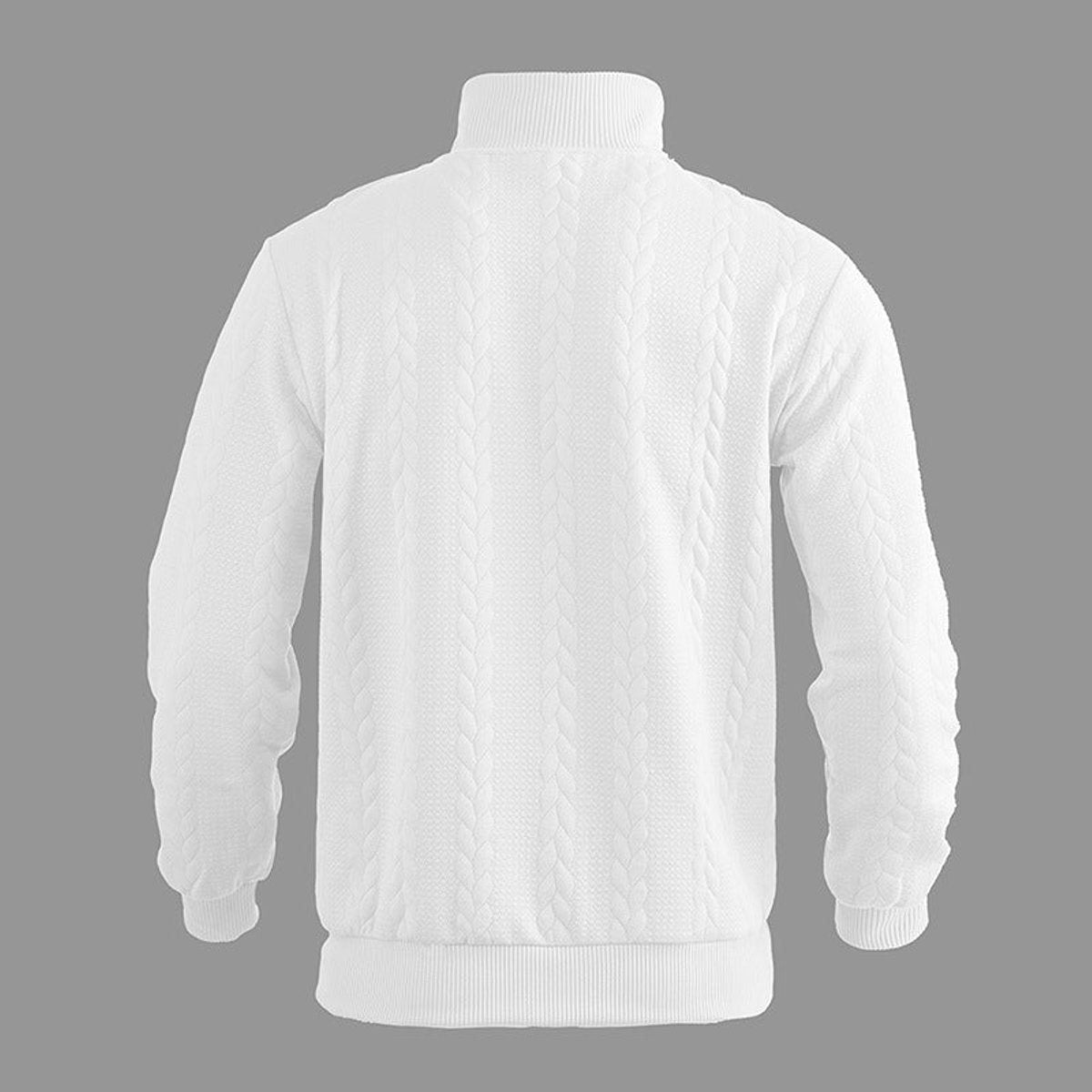 Cable-Panel Quarter-Zip Jumper - White