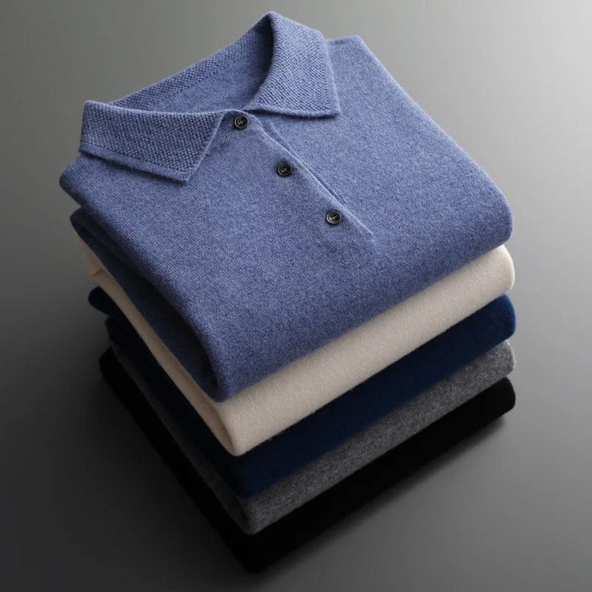 Long-Sleeve Polo-Collar Knit Jumper - Colour overview