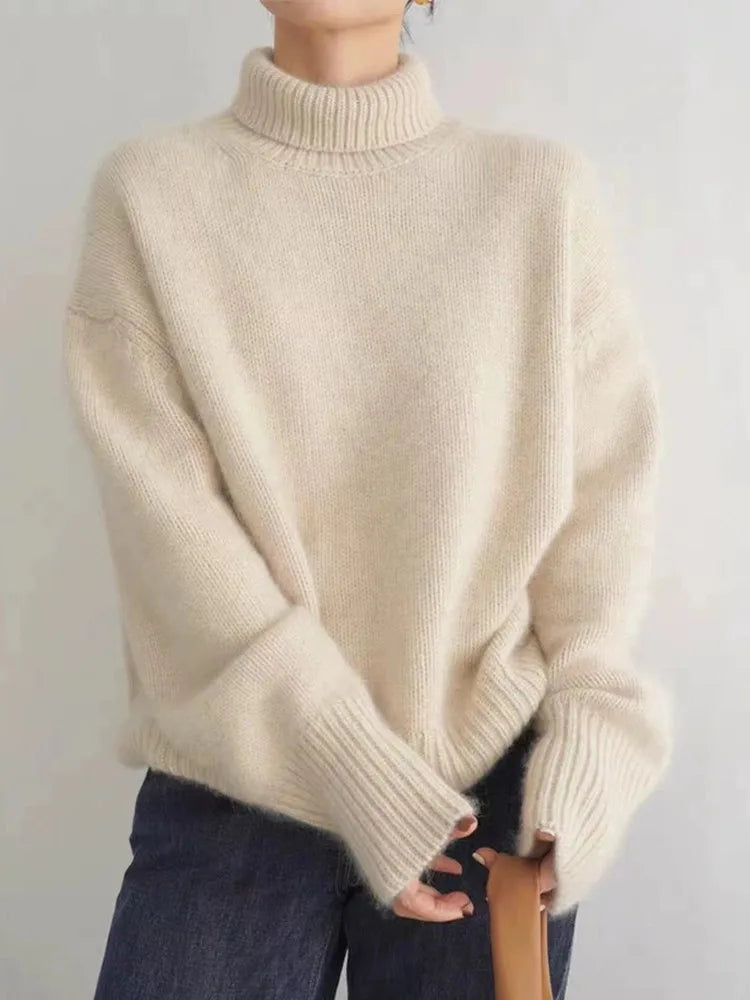 Kaschmirpullover mit Rollkragen und lockerem Schnitt für Damen