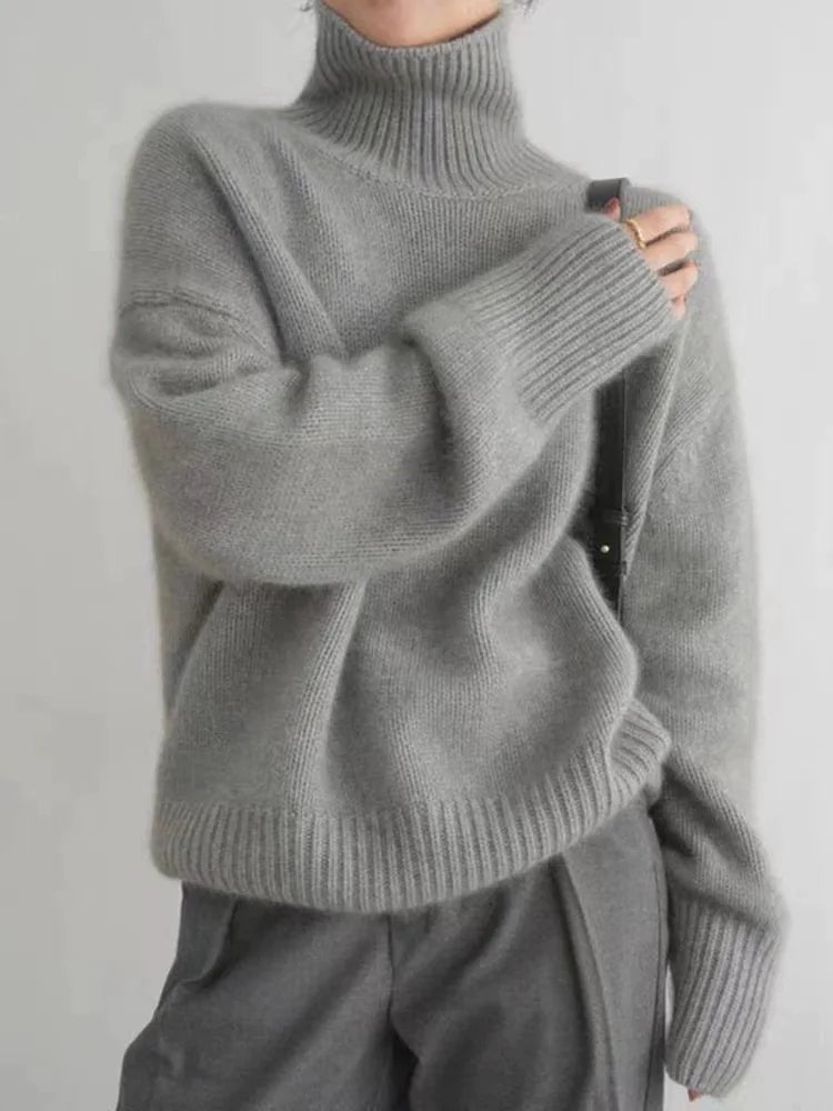 Kaschmirpullover mit Rollkragen und lockerem Schnitt für Damen