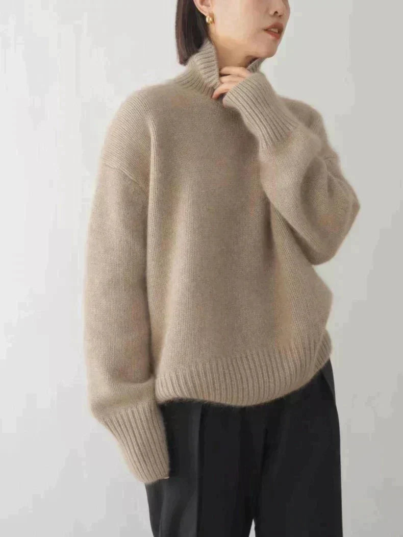 Kaschmirpullover mit Rollkragen und lockerem Schnitt für Damen