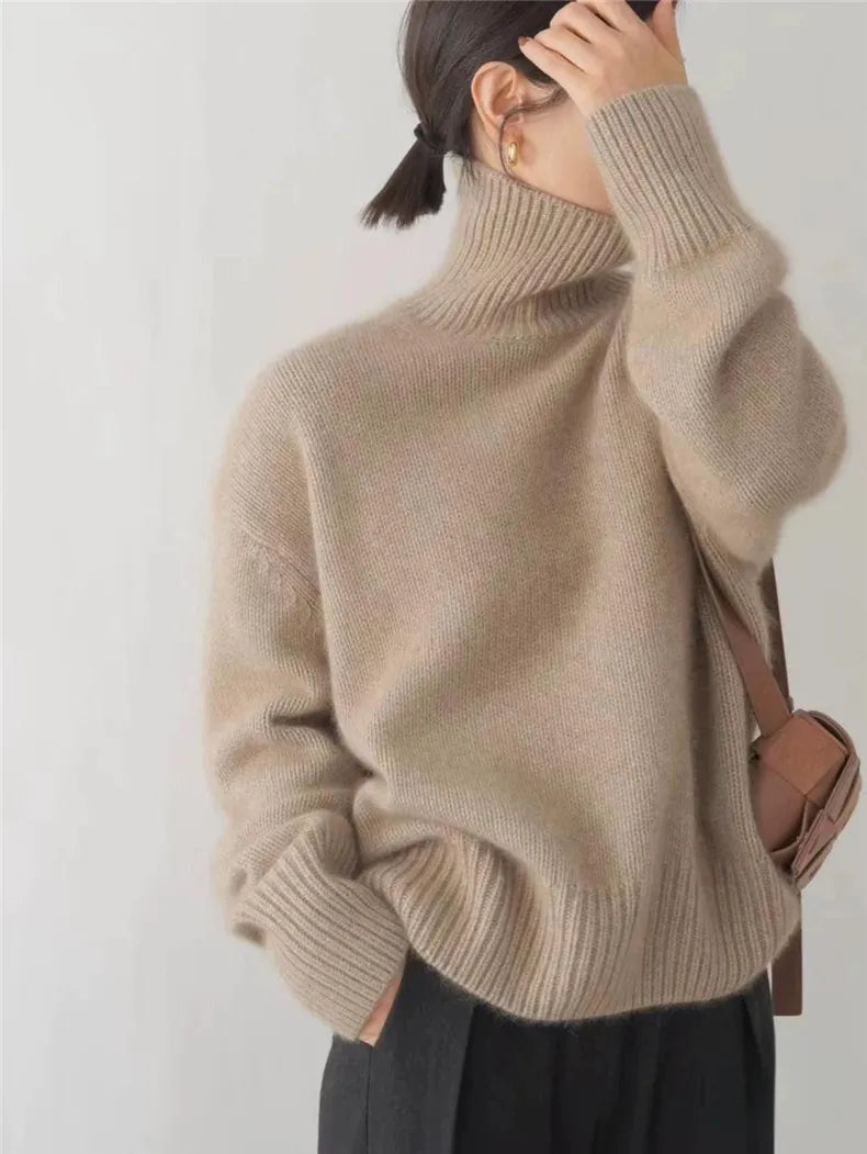 Kaschmirpullover mit Rollkragen und lockerem Schnitt für Damen