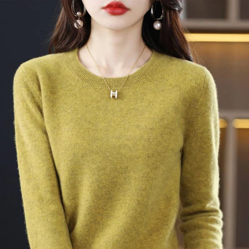 Kaschmirpullover mit Rundhals und Langarm für Damen