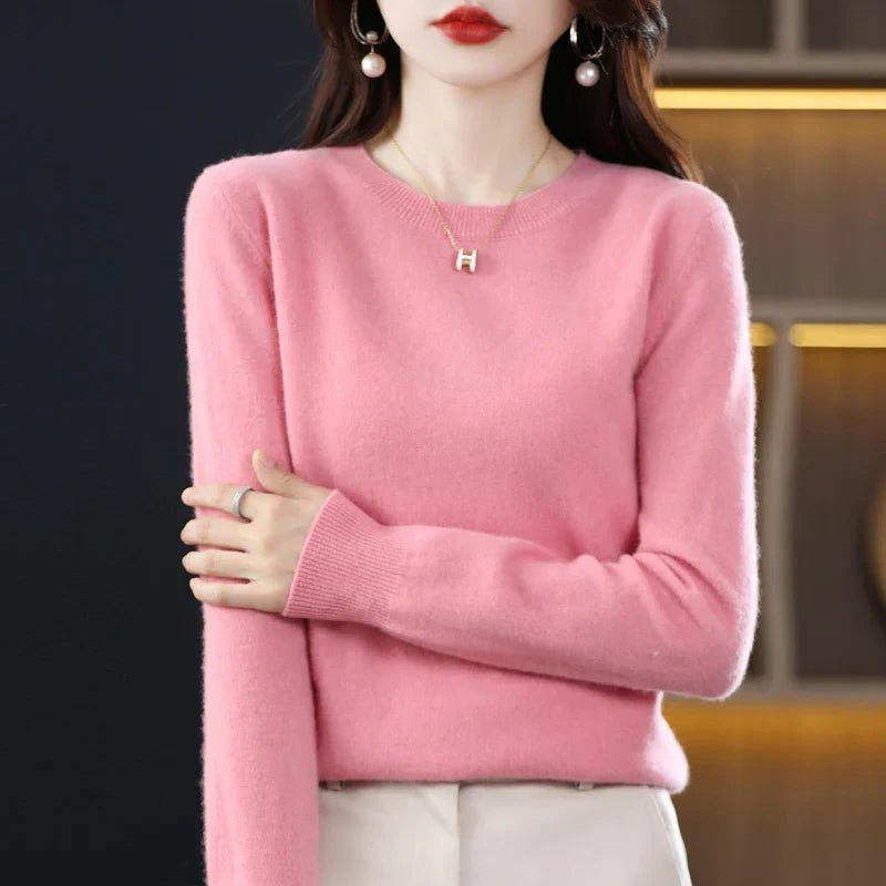 Kaschmirpullover mit Rundhals und Langarm für Damen