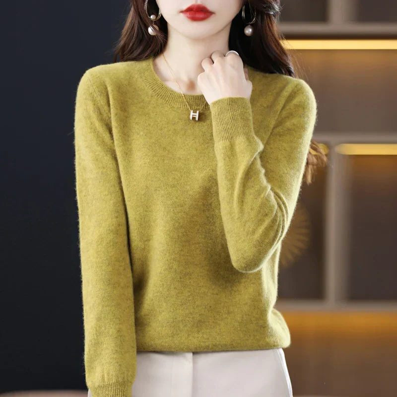 Kaschmirpullover mit Rundhals und Langarm für Damen