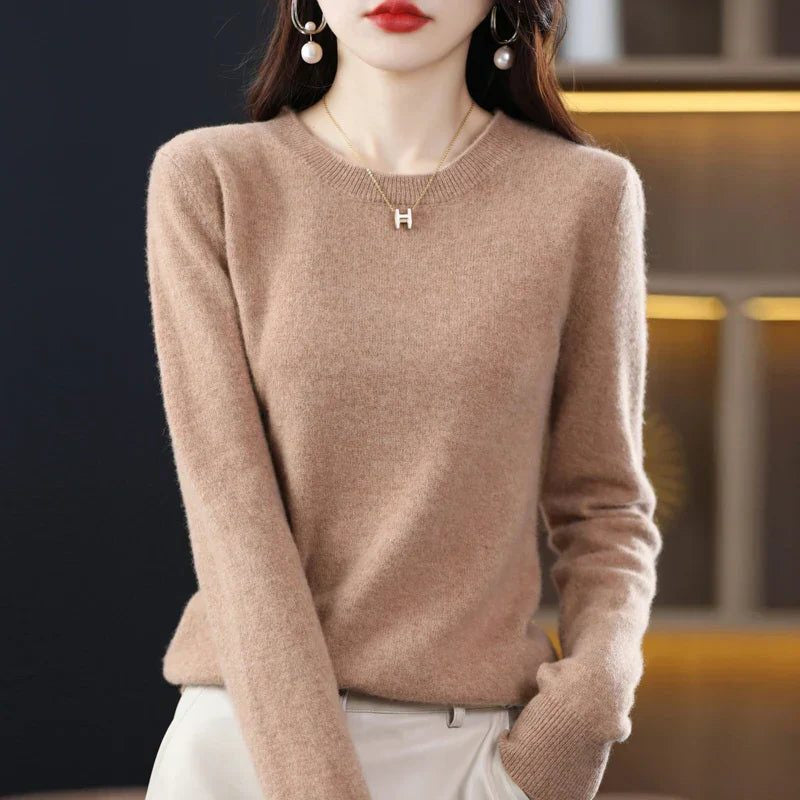 Kaschmirpullover mit Rundhals und Langarm für Damen