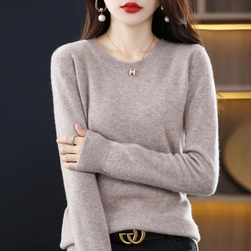 Kaschmirpullover mit Rundhals und Langarm für Damen