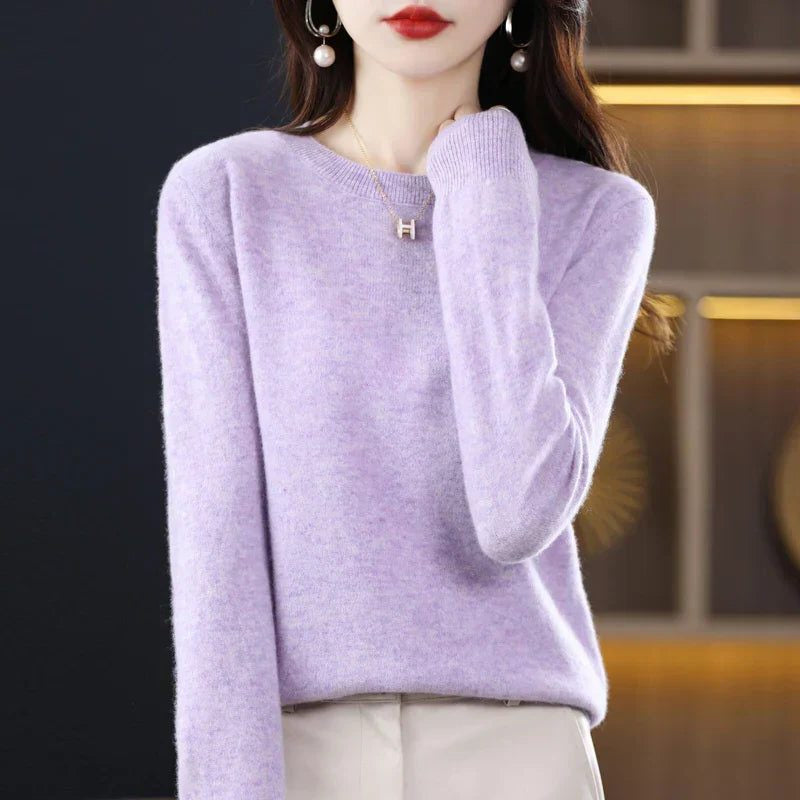 Kaschmirpullover mit Rundhals und Langarm für Damen