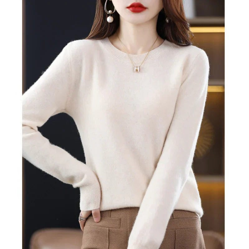 Kaschmirpullover mit Rundhals und Langarm für Damen