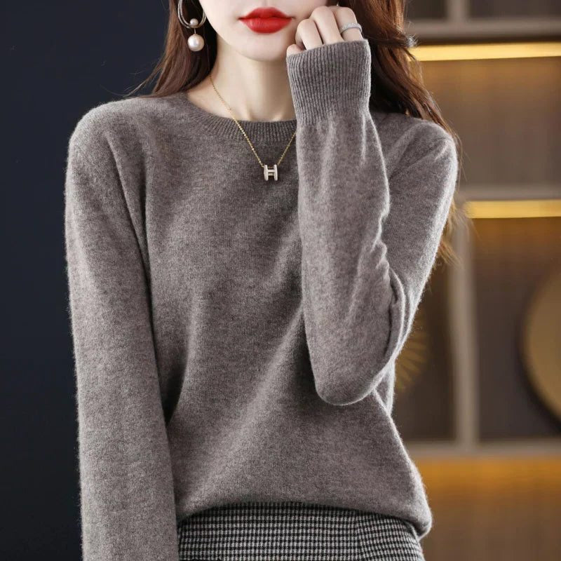 Kaschmirpullover mit Rundhals und Langarm für Damen