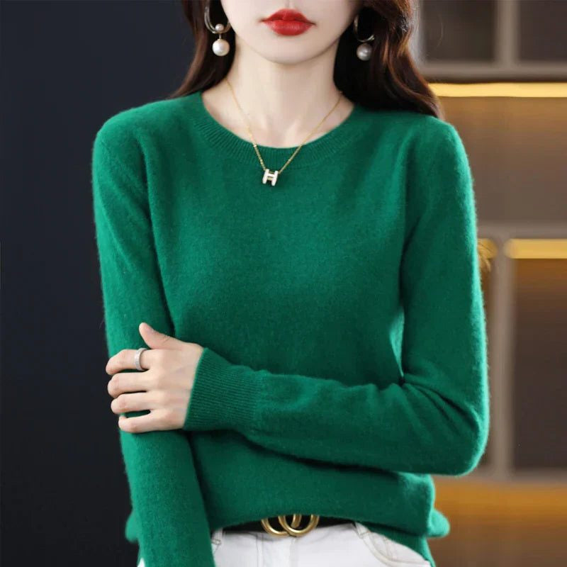 Kaschmirpullover mit Rundhals und Langarm für Damen