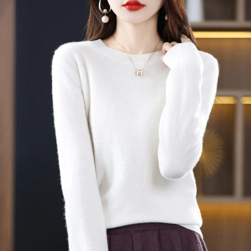 Kaschmirpullover mit Rundhals und Langarm für Damen