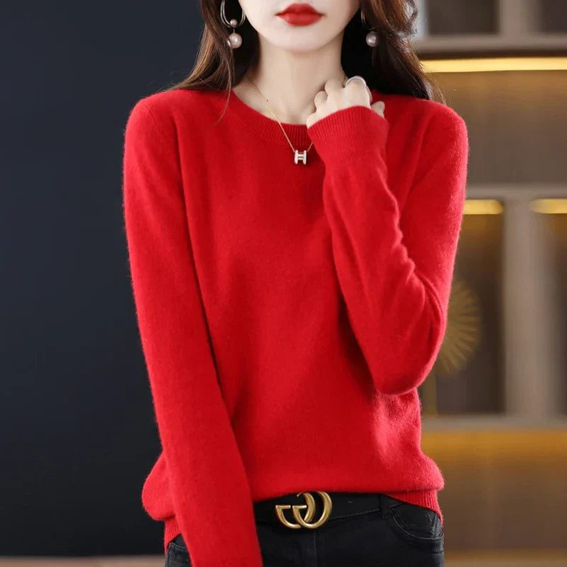 Kaschmirpullover mit Rundhals und Langarm für Damen