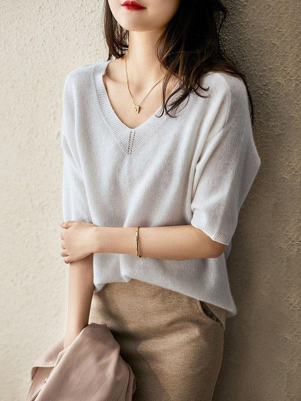 Kaschmirpullover mit V-Ausschnitt für Damen