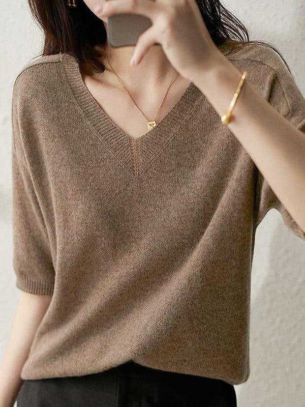 Kaschmirpullover mit V-Ausschnitt für Damen